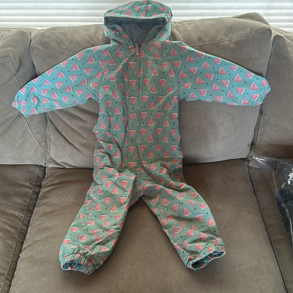 Jan and Jul thin-lined rain suit. Size 2t